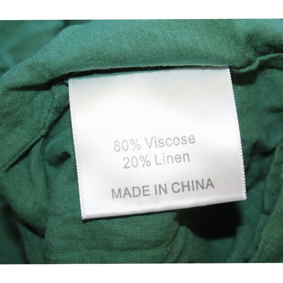 O.P.T Jungle Cut Out Midi Dress Size M Linen Blend Puff Sleeves Hawaiian elastic - Picture 11 of 11